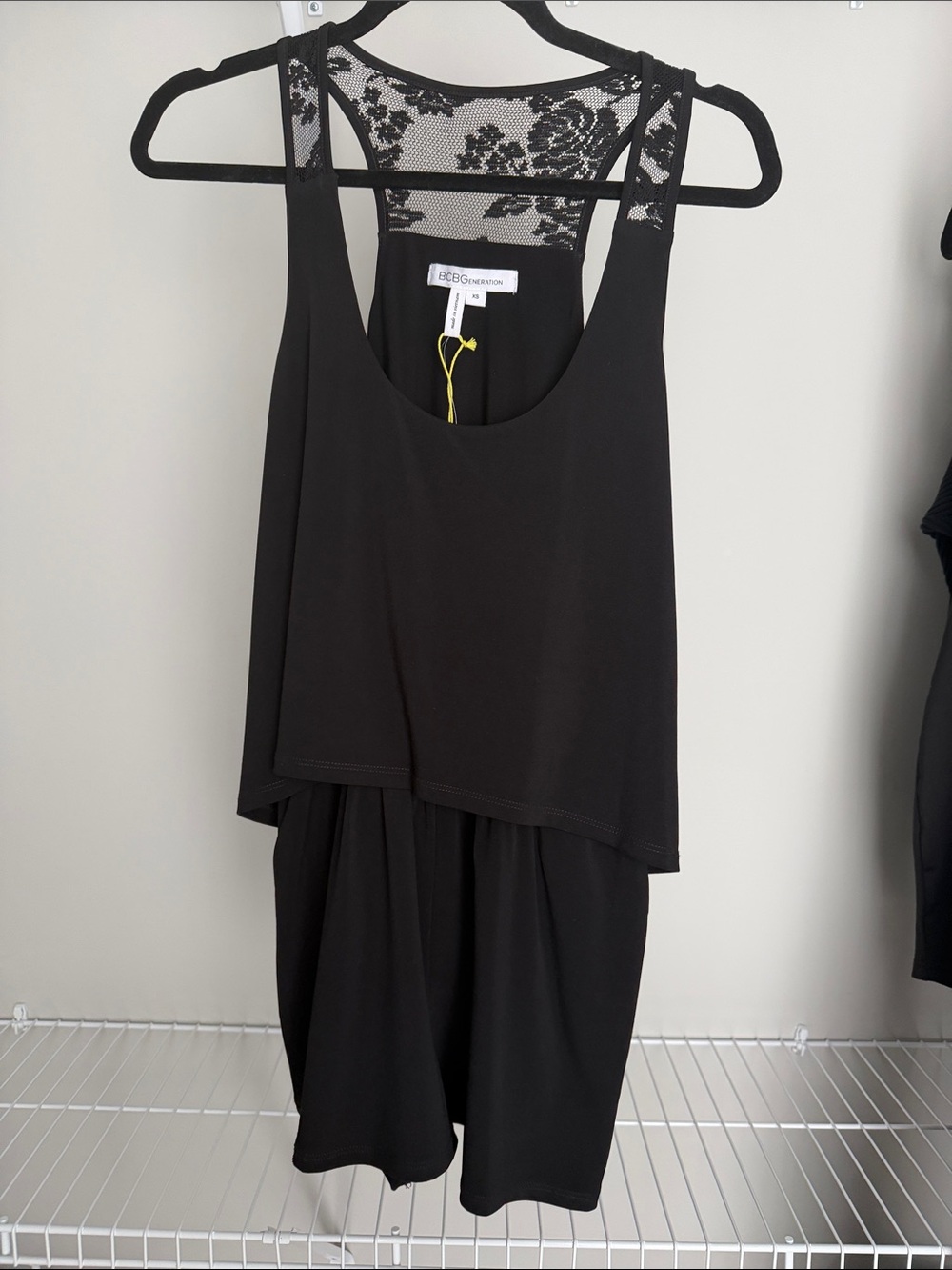 BCBGeneration Black Lace-Back Romper